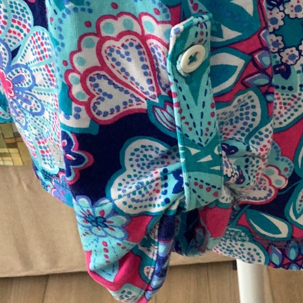 Talbots Roll Tab Sleeve UPF 50+ Tee Floral in Large Petite Modern Classic - Picture 5 of 8